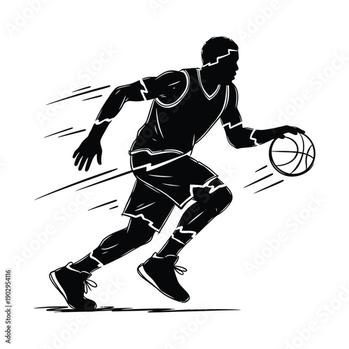 Basketball Player Silhouette Dribbling