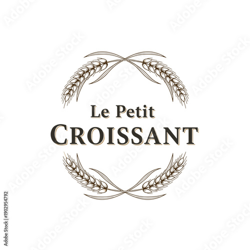 Photography Le Petit Croissant Bakery Logo with Classic Wheat Stalk Frame