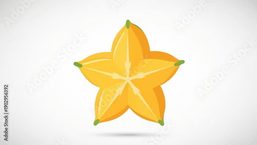 Vibrant yellow star fruit slice illustration a healthy tropical carambola graphic design