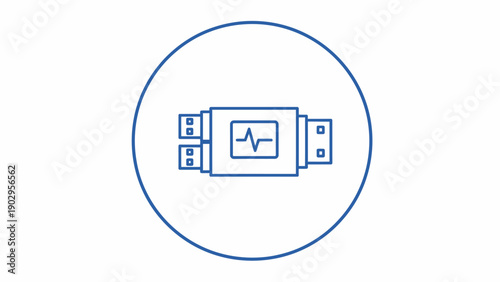 Digital data transfer cable icon showing signal flow for seamless technological connectivity
