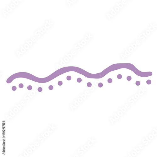 紫の二重波線とドットの装飾ボーダー / Purple double wavy line with dots decorative border.