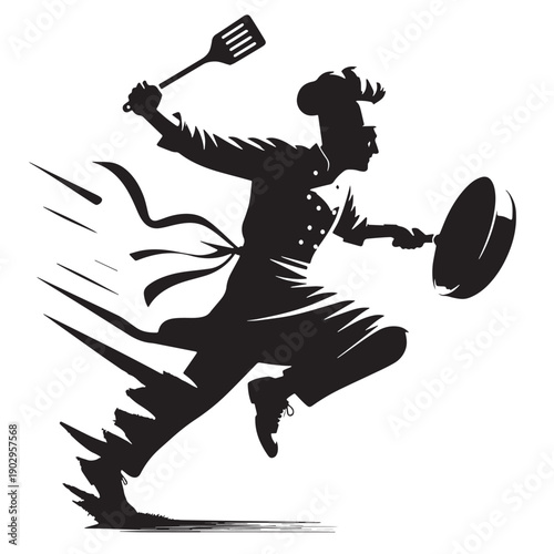 Black Chef cooking Silhouette Vector, High Quality Illustration on White Background