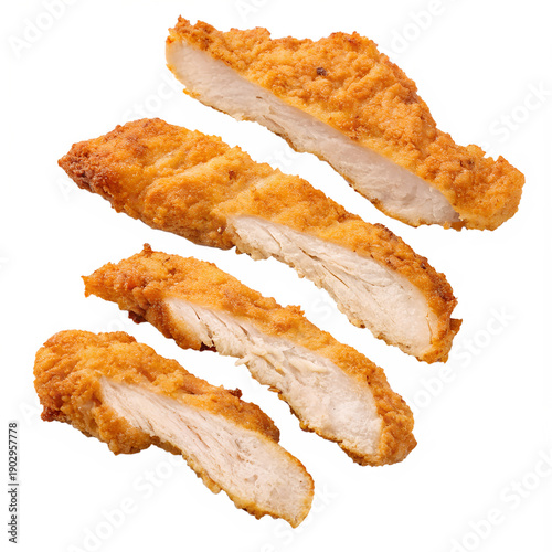 Boneless chicken strips isolated on transparent background