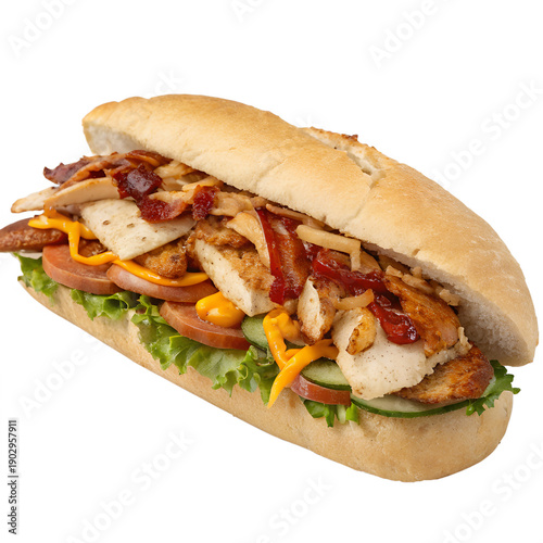 Chicken BBQ sub isolated on transparent background