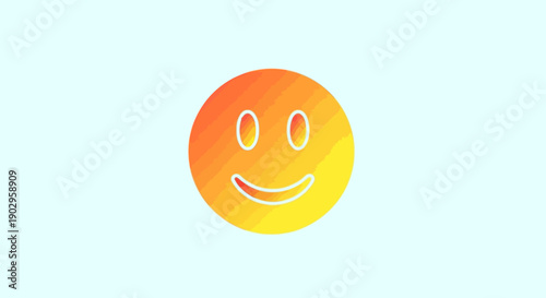 Colorful gradient orange yellow smiley face icon on light blue background a symbol of happiness