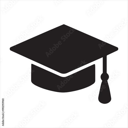 Graduation cap silhouette icon, education, student, achievement, and academic EPS vector.