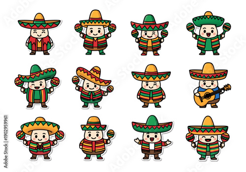 Vibrant cartoon characters celebrating Cinco de Mayo