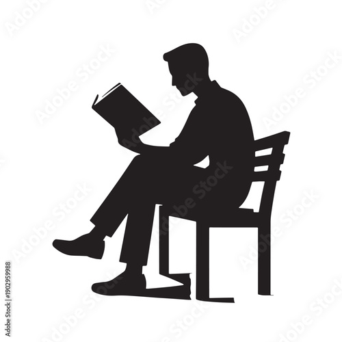 Black Bible reading Silhouette Vector, High Quality Illustration on White Background