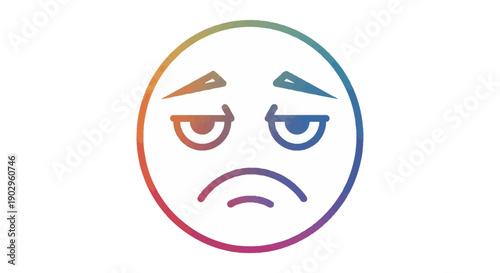 Colorful Tired Emoji Symbol Expressing Sadness or Disappointment in a Modern Gradient Style