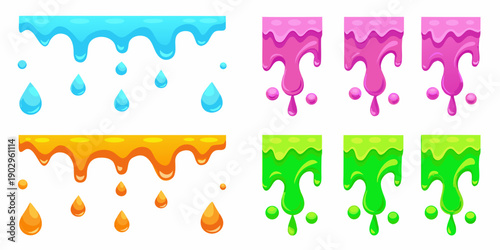 Colorful dripping slime or liquid shapes in various bright shades