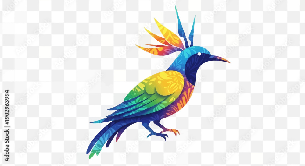 Fototapeta premium Vibrant abstract tropical bird illustration with a beautiful artistic design and spectrum of colors