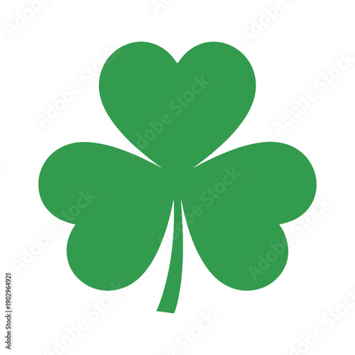 Foto A simple green four-leaf clover icon on a white background.