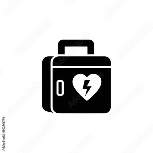 Automated External Defibrillator AED Silhouette Vector Emergency Medical First Aid Box Icon