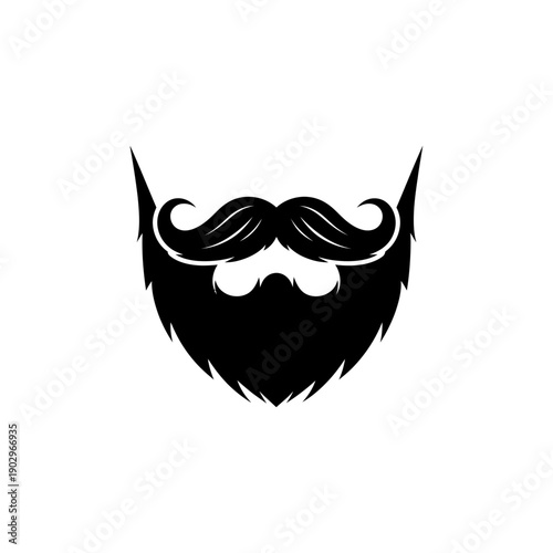 Hipster Beard Silhouette Vector Trendy Facial Hair Moustache Mens Style Icon Black Shape