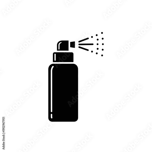 Silhouette of a Hair Spray Bottle Mist Dispenser Vector Icon Salon Accessory Illustration Isolated Black Shape on White Background