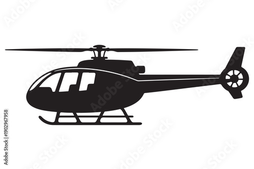 Tourist Helicopter Silhouette Side View Rounded Cabin Design