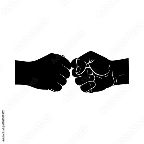 Silhouette of a Hand Fist Bump Greeting Vector Icon Friendship Gesture Illustration Isolated Black Shape on White Background