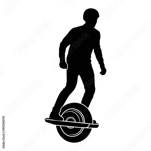 Onewheel Electric Skateboard Silhouette Urban Transport Vector Illustration Modern Ride