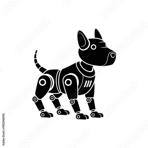 Robot Dog Silhouette Mechanical Pet Vector Illustration Futuristic Robotics Icon
