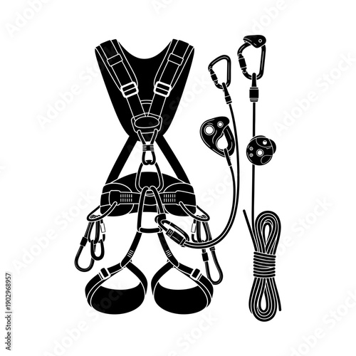 Safety Harness Silhouette Climbing Gear Vector Illustration Fall Protection Equipment