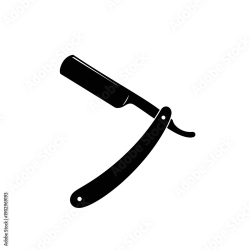 Straight Razor Silhouette Vintage Barber Blade Vector Illustration Shave Tool