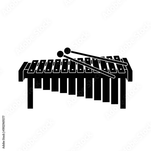 Kids Xylophone Musical Instrument Silhouette Vector Icon for Education and Playtime Design
