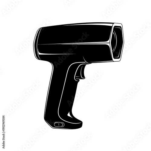 3D Scanner Device Silhouette Vector Icon High Tech Digital Design Tool Black Illustration on White Background