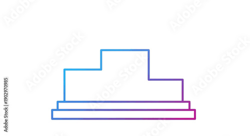 Minimalist blue and purple gradient line art illustration of a victory podium