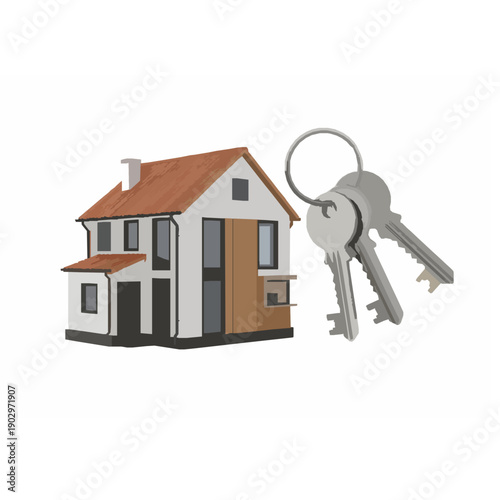 3D real estate vector illustration house with keys property mortgage icon