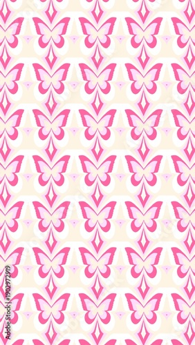 Vibrant pink butterfly pattern on cream background