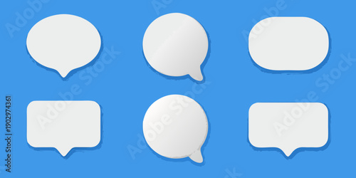 Collection of white speech bubbles on a vibrant blue background