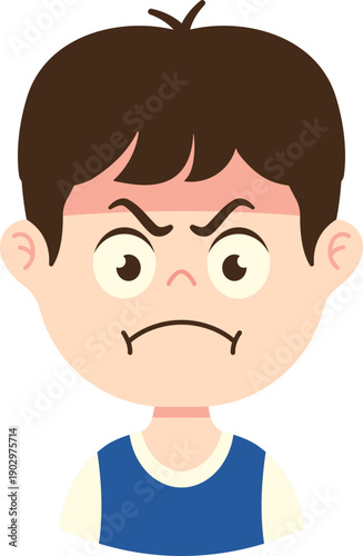 Cartoon Illustration of Angry Mad Upset Boy