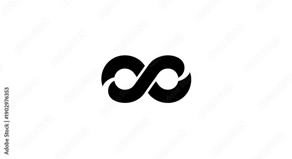 Obraz premium Quantum Loop Logo — Ultra-Minimal Abstract Food & Lifestyle Brand Identity with Dynamic Negative Space, Premium Modern Symbol, Vector Design on White Background