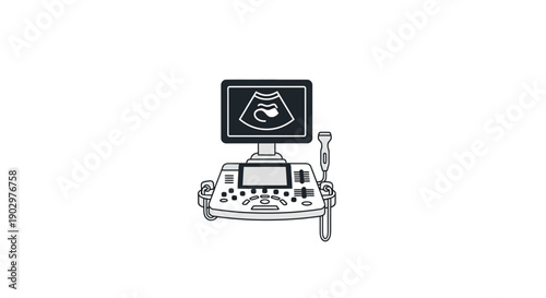 Ultrasound Machine Medical Equipment Icon Illustration