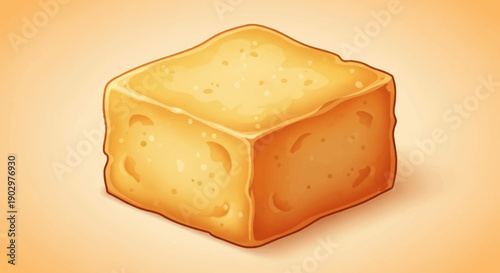A delightful illustration of a golden yellow cheese block with characteristic holes ready for your