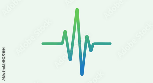 Dynamic digital heartbeat line with green to blue gradient illustrating health data or audio waves