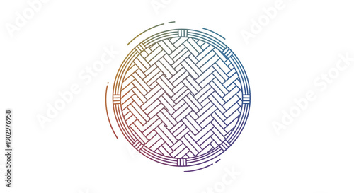 Intricate circular woven pattern design with a modern gradient color scheme texture for creative