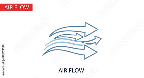 Dynamic line art representation of air flow and movement, illustrating ventilation, circulation, and aerodynamic principles with flowing arrows