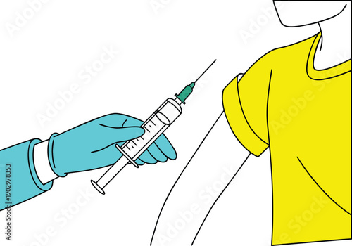 Flat Vector Illustration of Medical Vaccination Injection