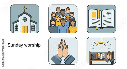 Collection of Christian Worship Icons and Symbols.
