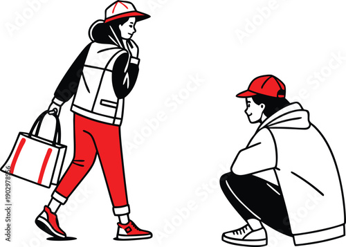 Flat Vector Illustration of Courier Delivery Service