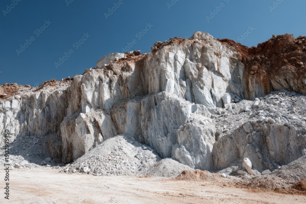 Fototapeta premium Dramatic Dolomite Rock Formation in Open Quarry