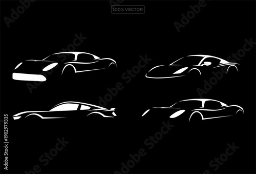 set of auto vector automotive car logo design template illustration on black background