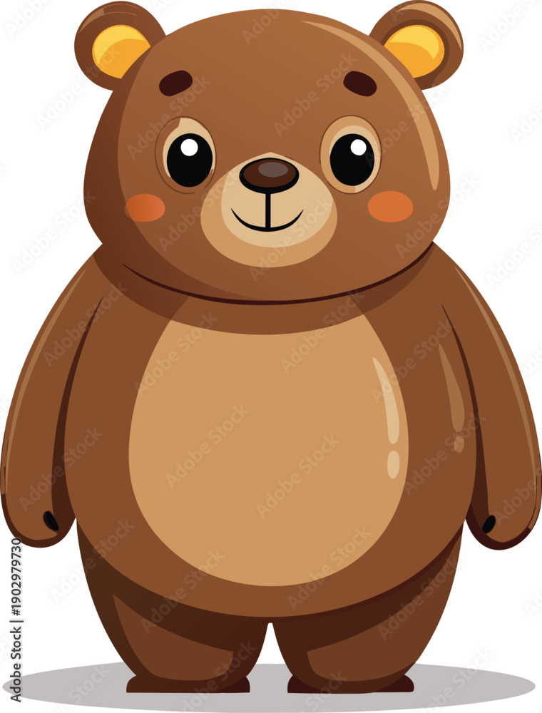 Obraz premium Cute brown bear cartoon character standing happy isolated vector illustration flat design