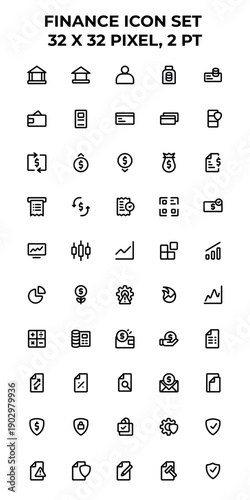 Icon Set Finance Vector Business Bank 