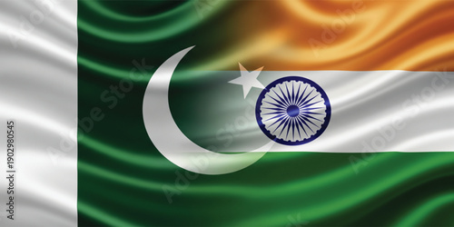 India and Pakistan National Flags Blended Together Symbolizing Diplomacy and Regional Relations