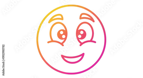 Vibrant gradient outline emoji illustration portraying happiness and playful winking on white