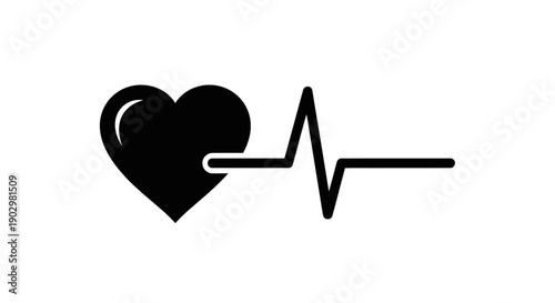 A simple graphic illustration of a heart with an electrocardiogram (ECG) line coming out of it