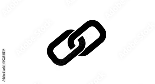 Simple black chain link icon on a clean and neutral background viewed from a straightforward perspective
