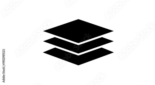 Three stacked black diamond shapes viewed from directly above with a minimalist design